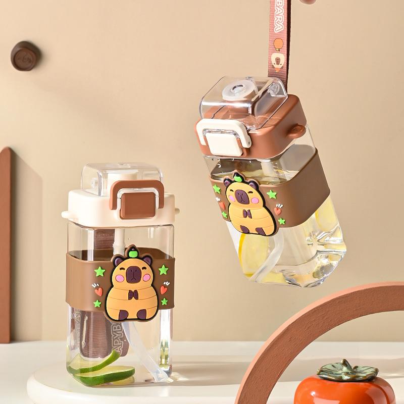 Water bottle strictly selected popular water cup cute pet animal water cup students go to school creative easy cup high value kapibara water cup