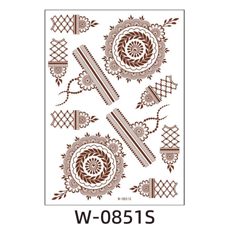 Indian Lace Tattoo Sticker Reddish-Brown Waterproof Tattoo Sticker