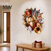 Holiday Wall Stickers Christmas Break-In 3D Decal, Santa Claus/Deer/Snowman/Elf/Dog/Nutcracker/Gingerbread Man Patterns Window Festive Home Decoration