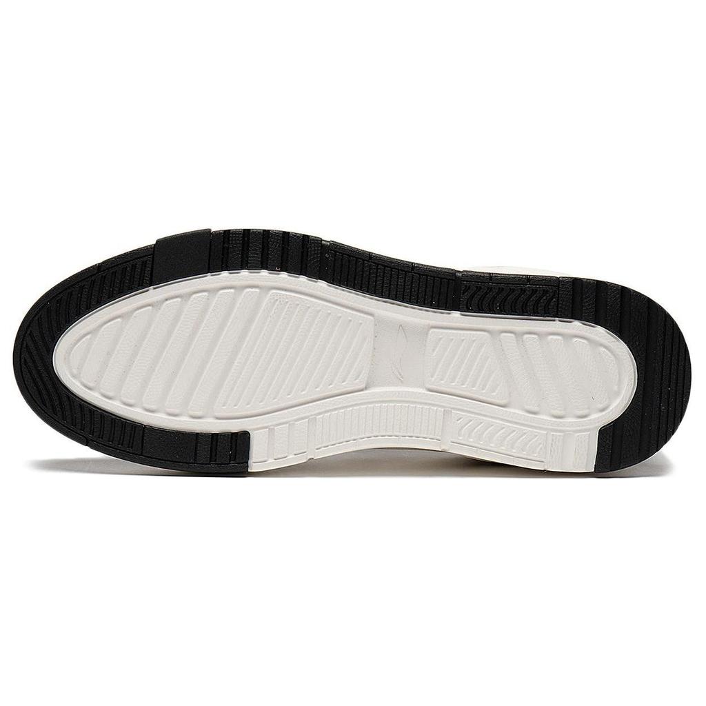 Li Ning Qingchao Synthetic Leather Slip Resistant Abrasion Resistant Low Top Skateboard Shoes Men's White Black AGCT009-4