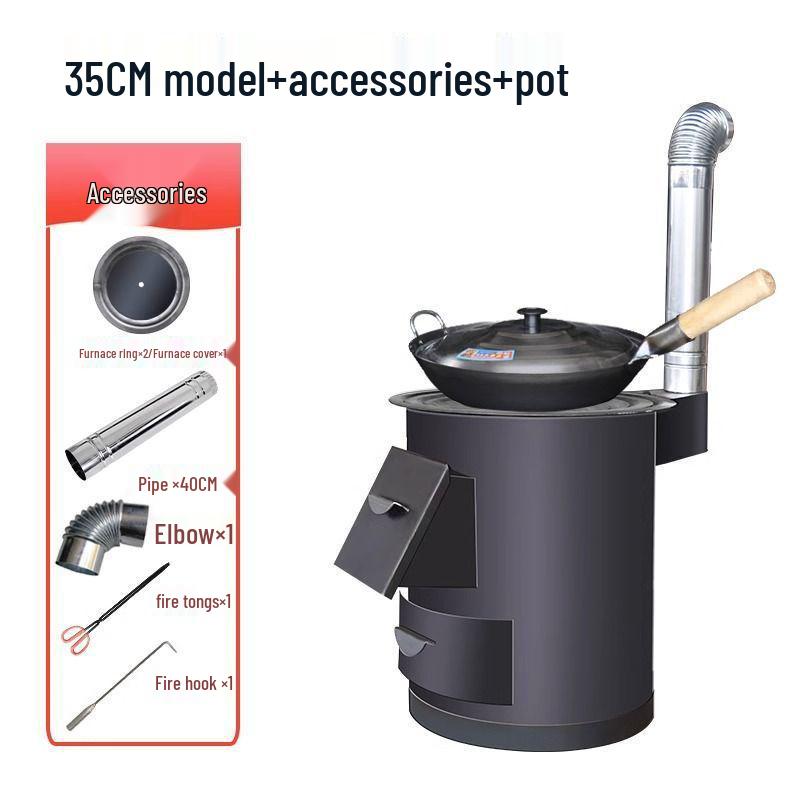 Φορητή Σόμπα Ξύλων Σιδήρου Χωρίς Καπνό: Εσωτερική & Εξωτερική Ενεργειακά Αποδοτική Ξυλόσομπα με Μεγάλο Τραπέζι για Κατσαρόλα