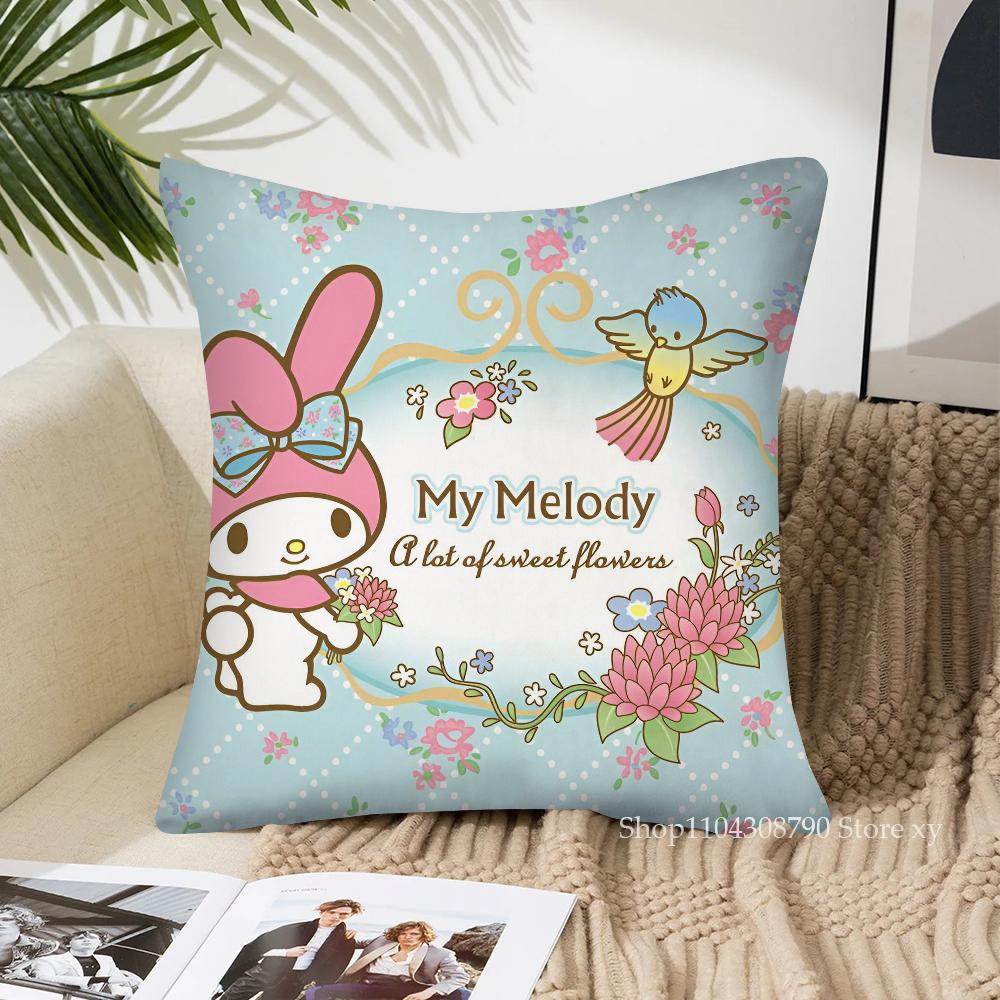 Cartoon My Melody Pillow Case Fashion Square Pillowcase Bedroom Sofa Room Ins Decoration Leisure Cushion Cover 40x40