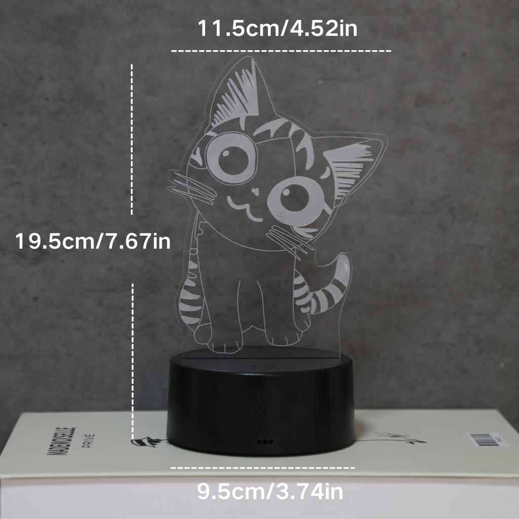 1PC Creative Cartoon Cat 3D Night Light USB Powered Touch Seven Color Environment Light Decorative Light Gift Light