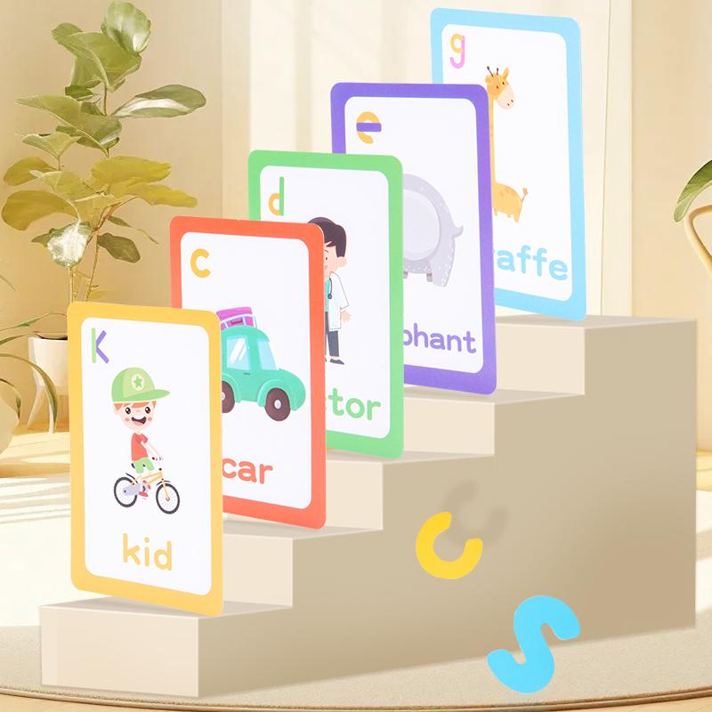 Wooden Puzzle Cartoon Animal See & Spell Learning Toys English Alphabet Sight Words & Matching Letter Games Gift For Kids Toys