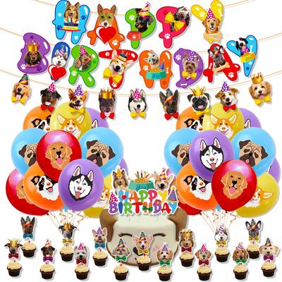 40 Stück Geburtstagsparty-Zubehör für Hunde, inklusive Kuchendekoration, Luftballons, Hundebanner