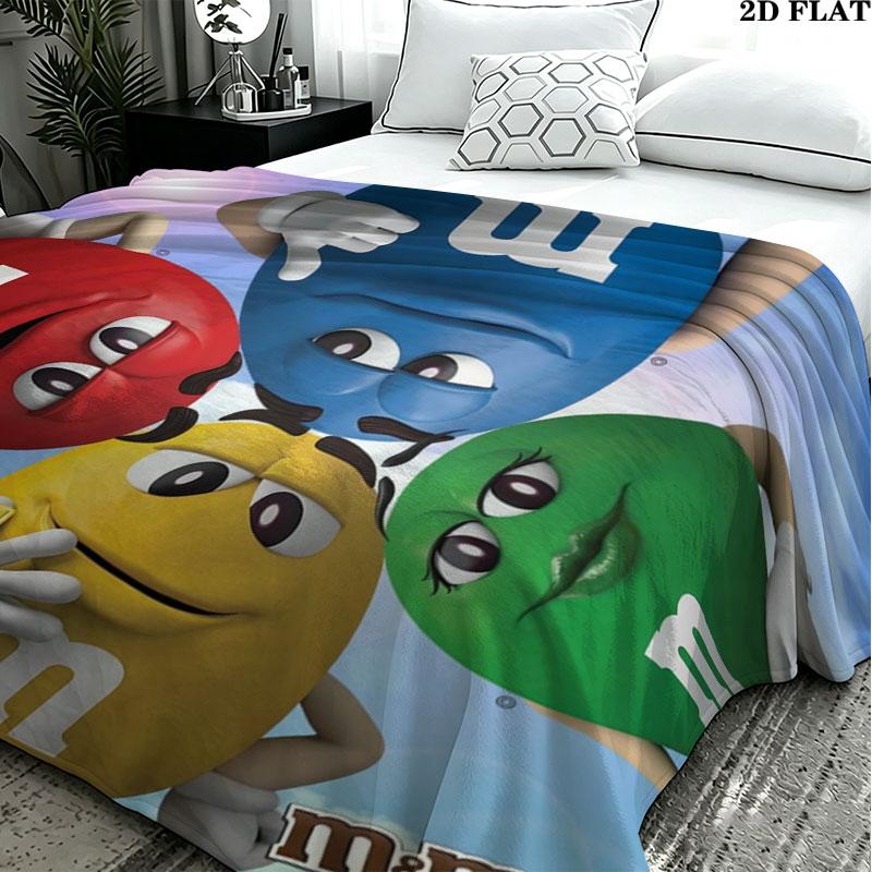1PC M&M's Custom Name Patterned Flannel Blanket Suitable For All Seasons for Home Decor Warmth and Comfort Gifts Holiday Present