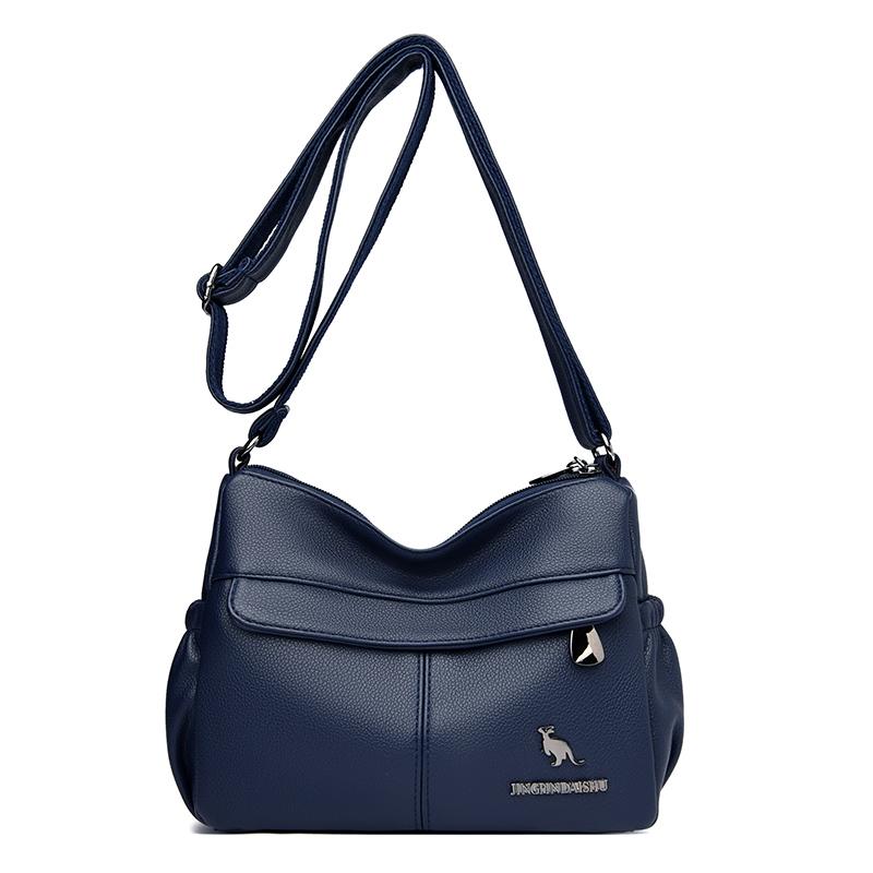 Middle-Aged Mother Bag Multi-Layer Women's Bag PU Shoulder Bag Large Capacity Lightweight Crossbody Bag