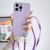 Leather Lanyard Case for Samsung Galaxy S24 S23 Ultra S22 S21 Plus S20 FE Note 20 A54 A14 Crossbody Strap Liquid Silicone Cover