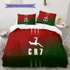 CR7 Cristiano Ronaldo Muster Bettwäsche, Steppbett Set Bettbezug Kissenbezug Zuhause Geburtstagsgeschenk(1 Bettbezug + 2 Kissenbezüge, ohne Füllung)