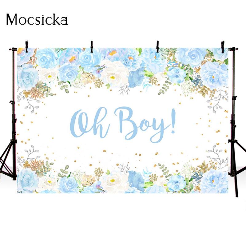 Mocsicka Oh Baby Photography Background Flowers Wood Board Lighting Decoration Style Shower Photo Backdrop Props Studio