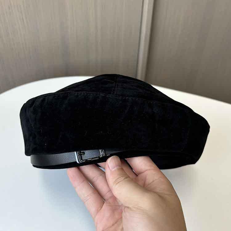 Ankora Red Belt Buckle Beret Female Literary And Retro Temperament Painter Hat Suede Face Small Bud Hat