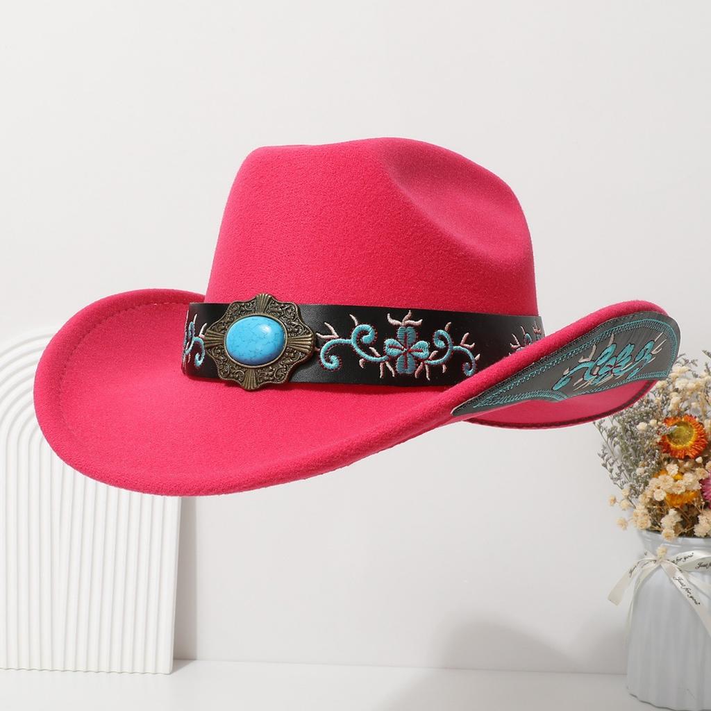 Solid color high-quality woolen hat ethnic style Tibetan men and women versatile travel sunshade top hat Western tide