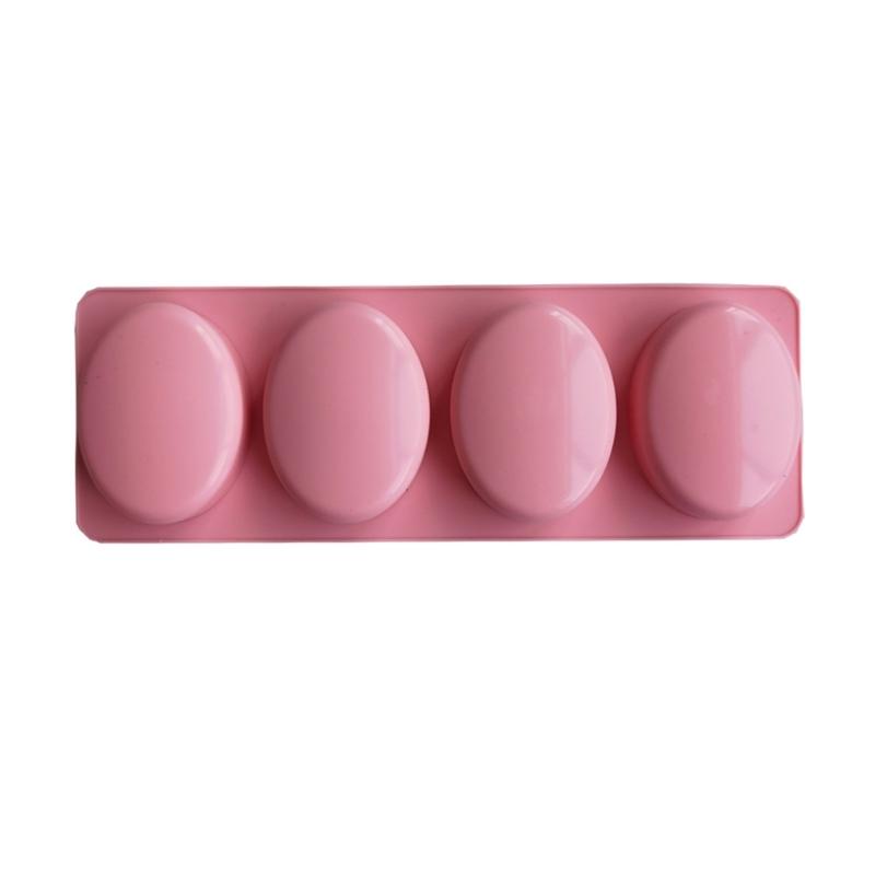 4 Cavities Elliptical Soaps Silicone Mold Silicone DIY Crafts Moulds Silicone Soap Mold Candle Moulds Soap Making Molds розовый