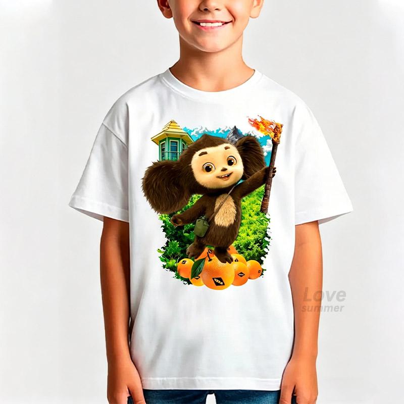Cheburashka kids t-shirts Girls boys Cartoon boys girls teen summer kids t shirt children short sleeves
