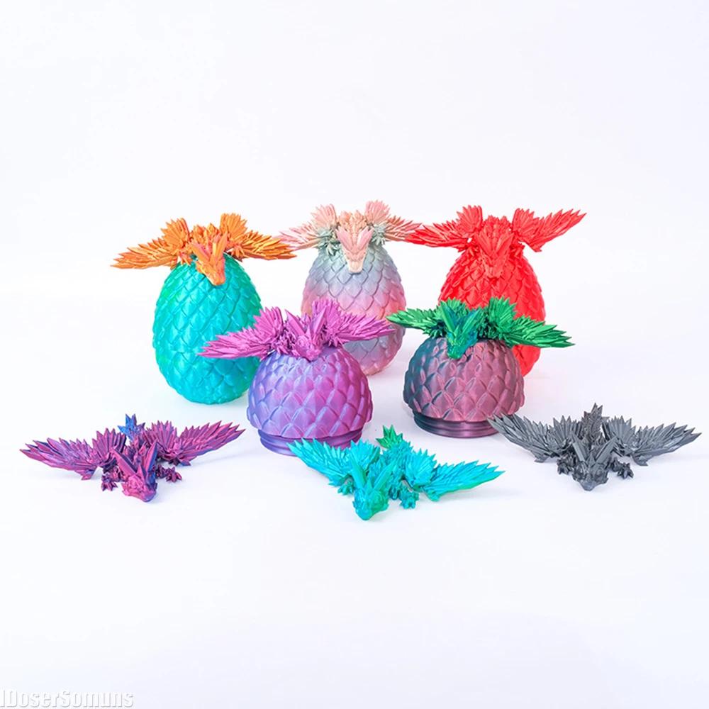 3D Printed Colorful Dragon Dinosaur Model Animal Doll Cool Desktop Jewelry Creative Decoration Gift for Boys
