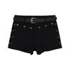 2025 Summer Rivet High Waist Slimming Casual Shorts for Women - American Style Straight Leg Outerwear