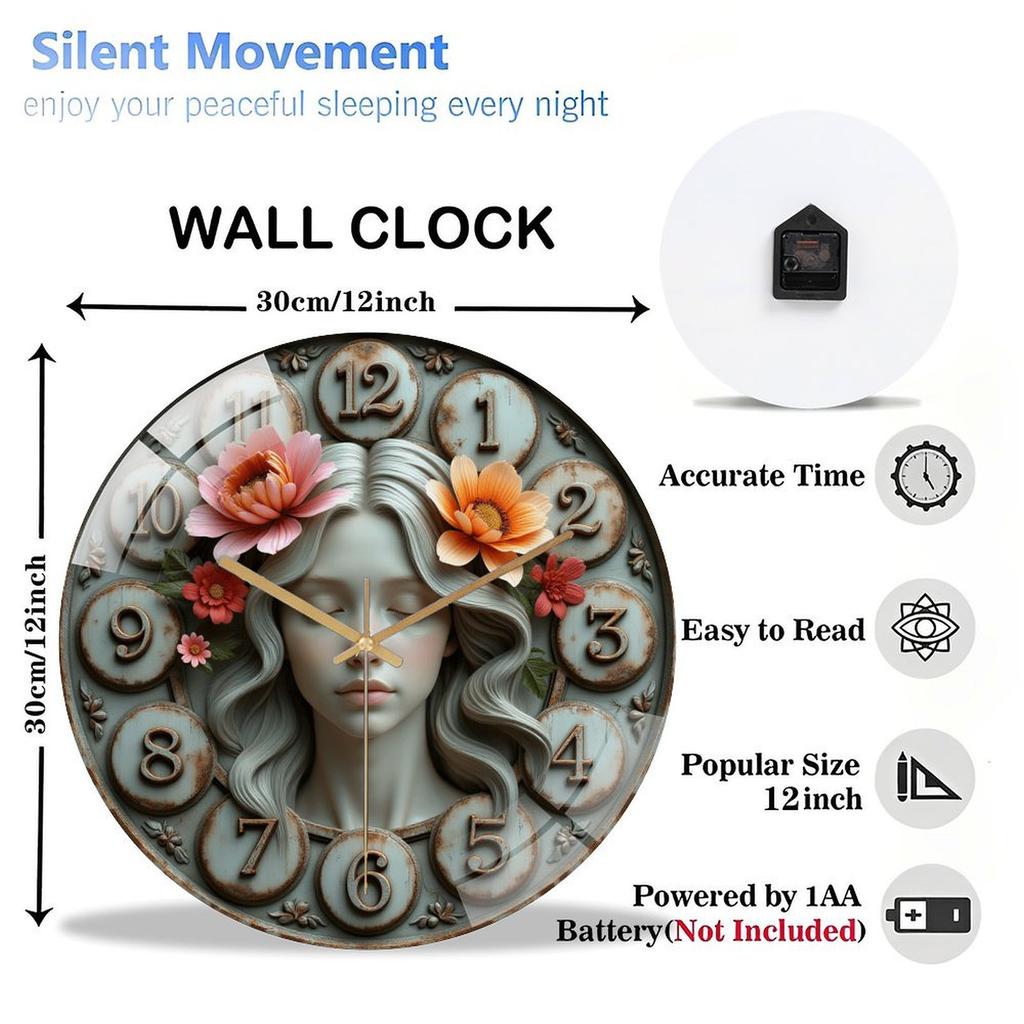 30x30cm Glass Wall Clock for a Kitchen with Custom Recipe or Utensil Graphics