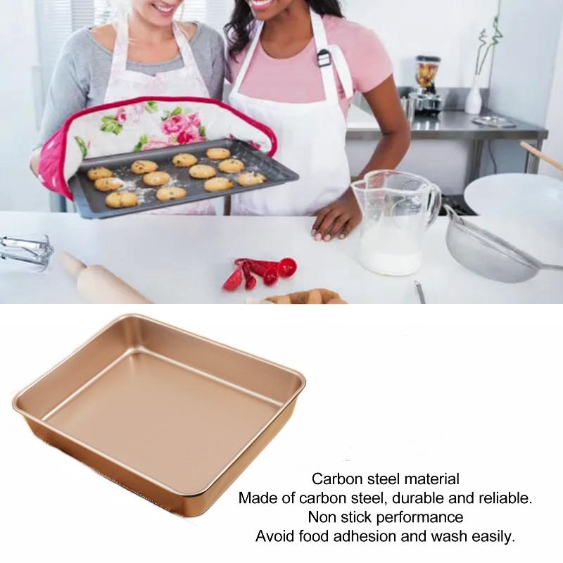 Nonstick Gold Rectangular Baking Pan Multisize Molder Bakeware Cake Brownie Large Rectangle Baking Tray Set