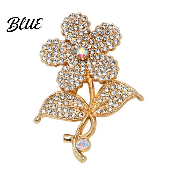Women Decorative Pin Vintage Rhinestone Flower Brooch Floral Alloy Lapel