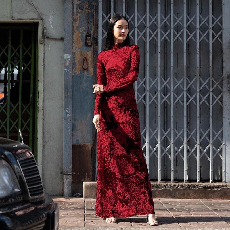 Vestido Maxi Elegante Feminino com Decote O, Estampado no Corpo, Mangas Compridas, Modelador de Corpo, Vestidos Robe, Roupa de Noite Feminina, Vestidos