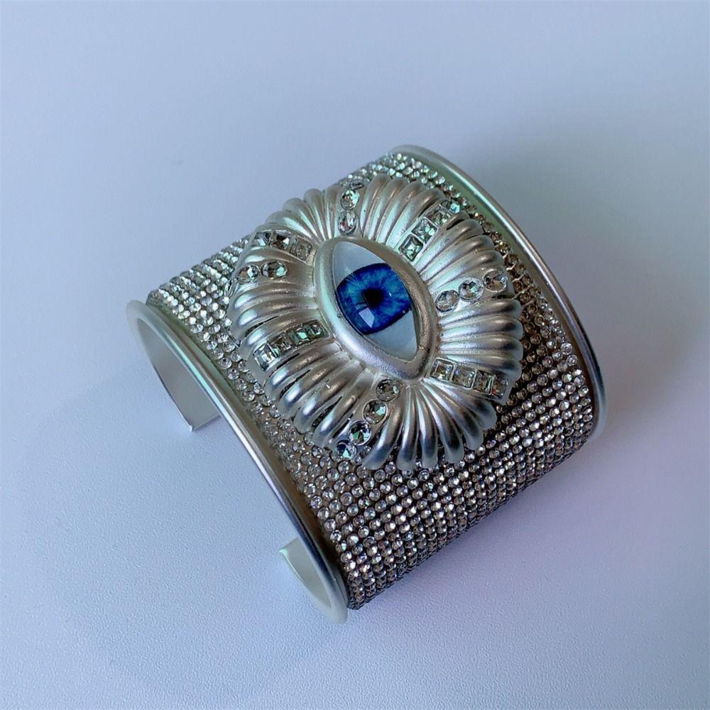 Zinc Zinc Alloy Demon's Eye Bracelets Full Rhinestone Geometric Cuff Bangles  Girls Gift