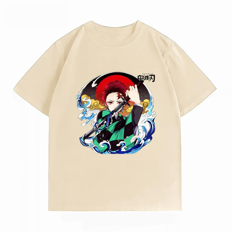 Demon Slayer Tanjiro Kamado Print Tshirt Casual Short Sleeve Cotton Anime Streetwear Unisexs Tshirt