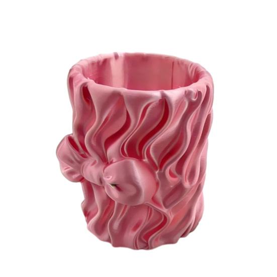 huaqianguhh Silk Texture Pen Holder, 3D Printed Desk Organizer for Brushes Stationery And Makeup Brushes, Ribbon Design Large Capacity Pencil