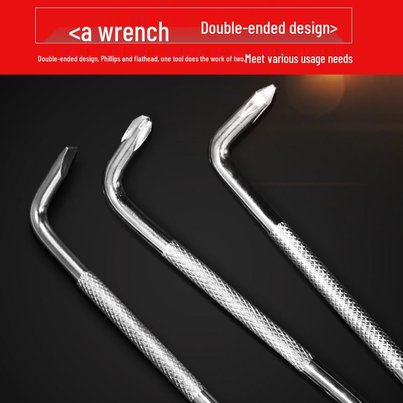 Magnetic Z-Shaped Dual-Ended Right-Angle Screwdriver: Slotted & Phillips