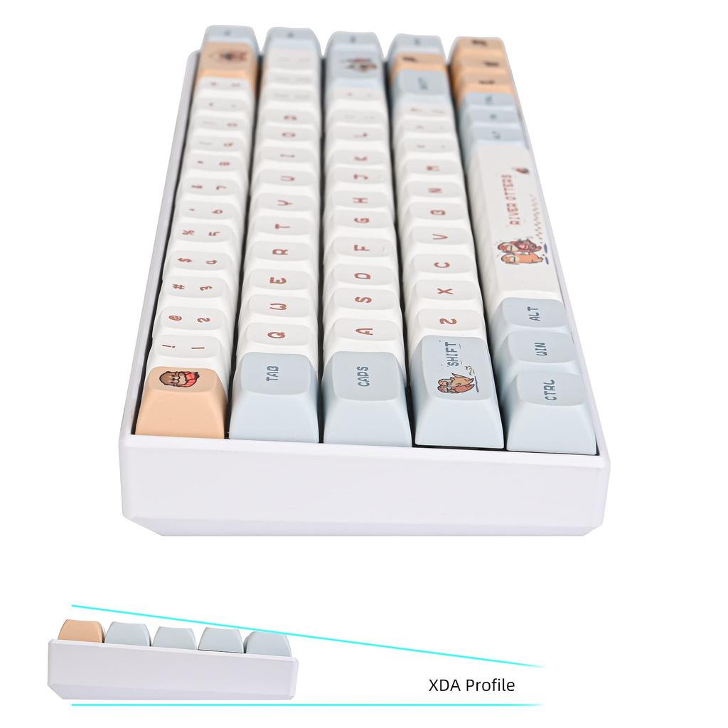 127 Key PBT Dye Sublimation Printing Keycap Set XDA Profile Custom Keycaps Cute Design US Layout Cherry Gateron MX Switches Compatible with Mechanical
