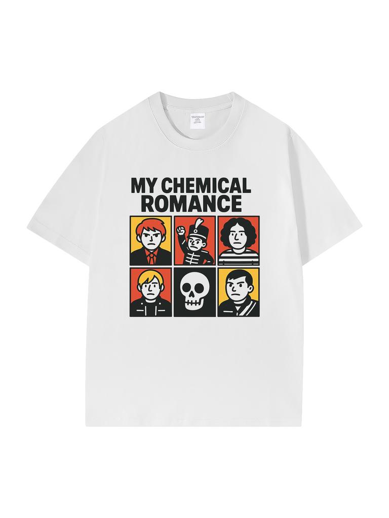 My Chemical Rounisexce Band American Casual Shoulder Pure Cotton Round Neck Rock Short Sleeve Tshirt Breathable Comfortable Sum