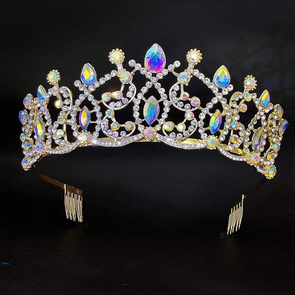 Baroque Crystal Rhinestone Tiara Crown Adjustable Bridal Comb Headpiece for Weddings Prom Queens Photo Shoots Gift-Ready Zircon