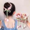 4Pcs Fashion Hair Accessories Cute Tulip Flower Large Intestine Scrunchie For Girls Sweet Hair Ornament Headband Hair Tie