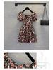 2023 Plus Size French Floral Puff Sleeve Dress: Slimming, Square Neck Summer Style