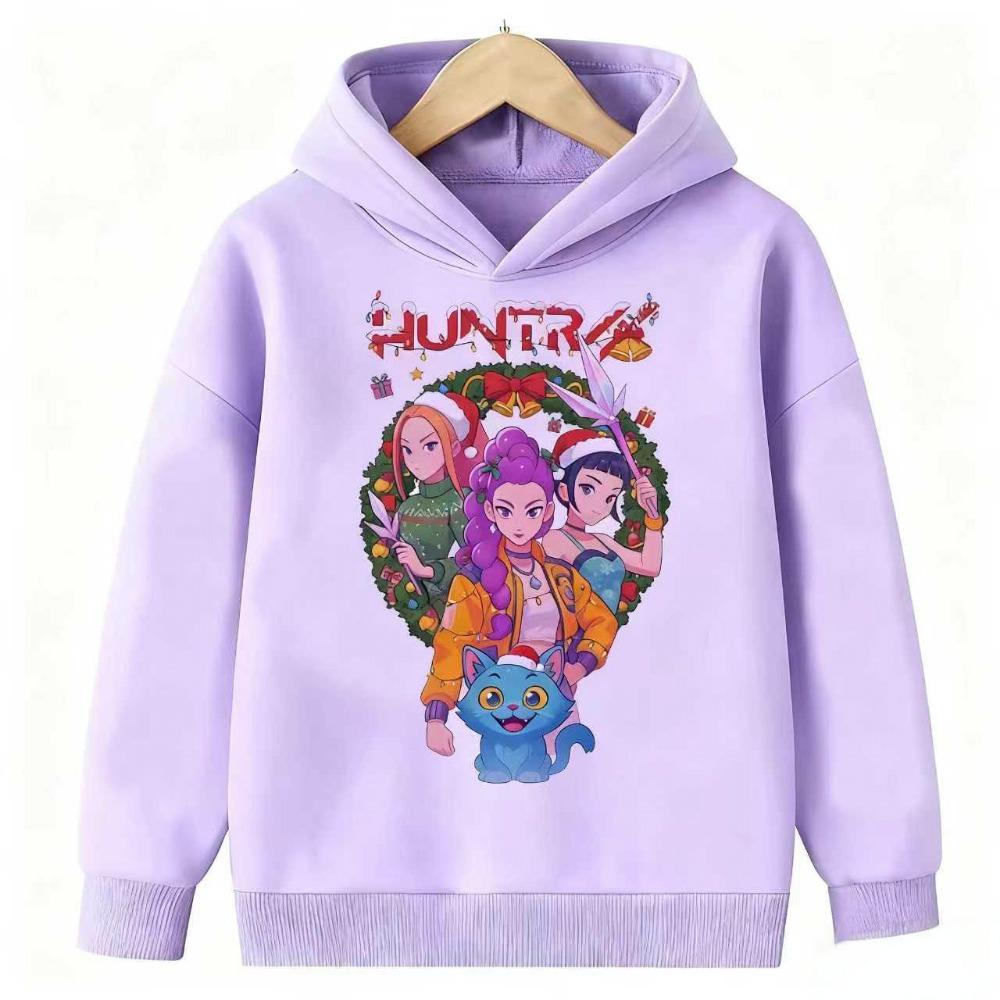 2025 New Kpop Devil Hunter Christmas Edition Children's Hoodie Manga Children's Sportswear Cute Tiger Printed Girl Children's Top