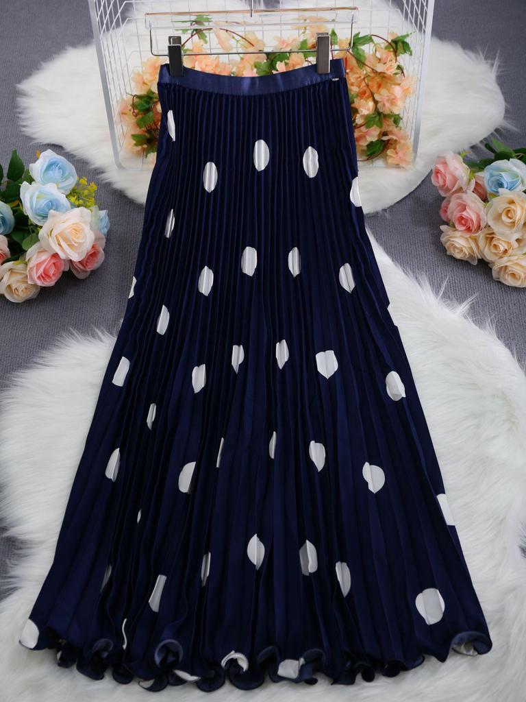 Šifonová plisovaná sukně v japonsko-korejském stylu: Pohodlná, Zeštíhlující, Vysoký Pas, Super Široký Spodní Lem, Dlouhá Ležérní Sukně