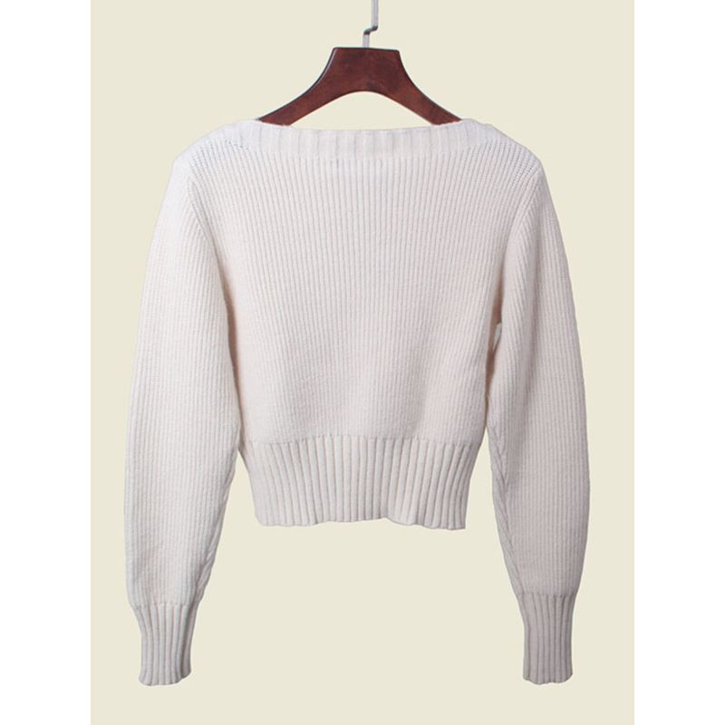 Polish Card off-the-Shoulder Sweater Sweater Fashion Style Export Metal Zipper Waist-Controlled Long Sleeves Autumn and Winter Undershirt
