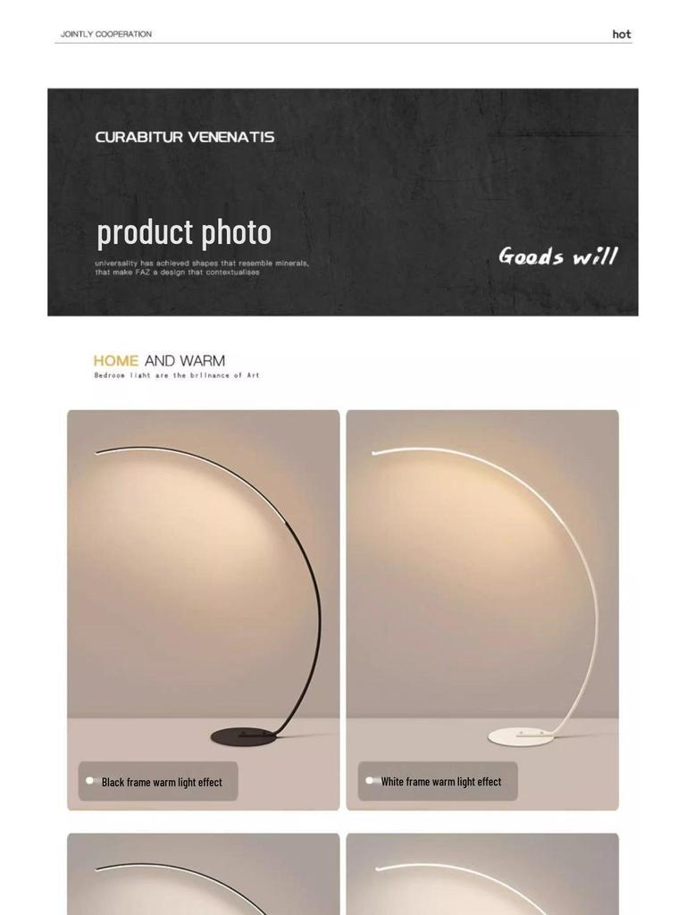 Minimalist Curved LED Floor Lamp for Living Room Art Showrooms