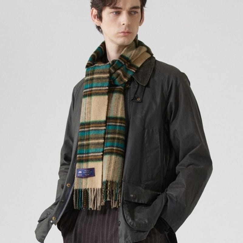 ABRAHAM MOON Merino Wool Muffler 25cm - Gresington Moss