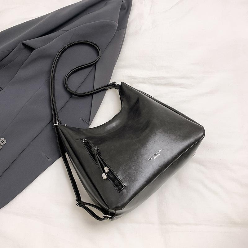 

Повседневная сумка-тоут большой вместимости в стиле ленивого ветра, ретро повседневная сумка под мышкой, модная сумка через плечо на одном плече, рюкзак чёрный