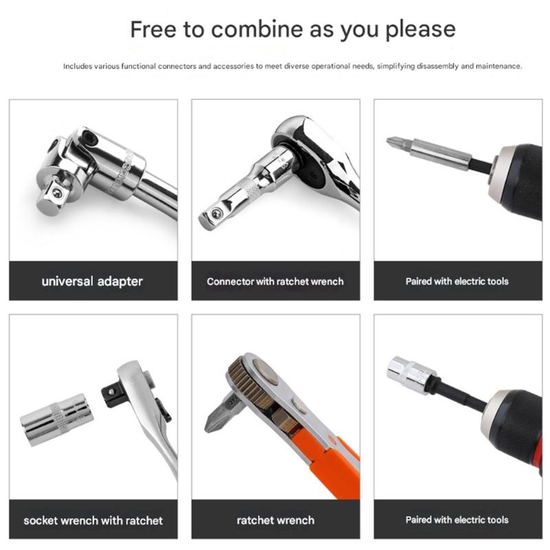 46 In 1 Complete Socket Wrench Tool Set for Auto Repairing Household Project Ratchet Screwdriver Hardware Tool Box
