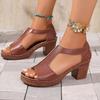 New Women's Shoes Fish Mouth Large Size Wedge Heel Buckle High-heeled Sandals
