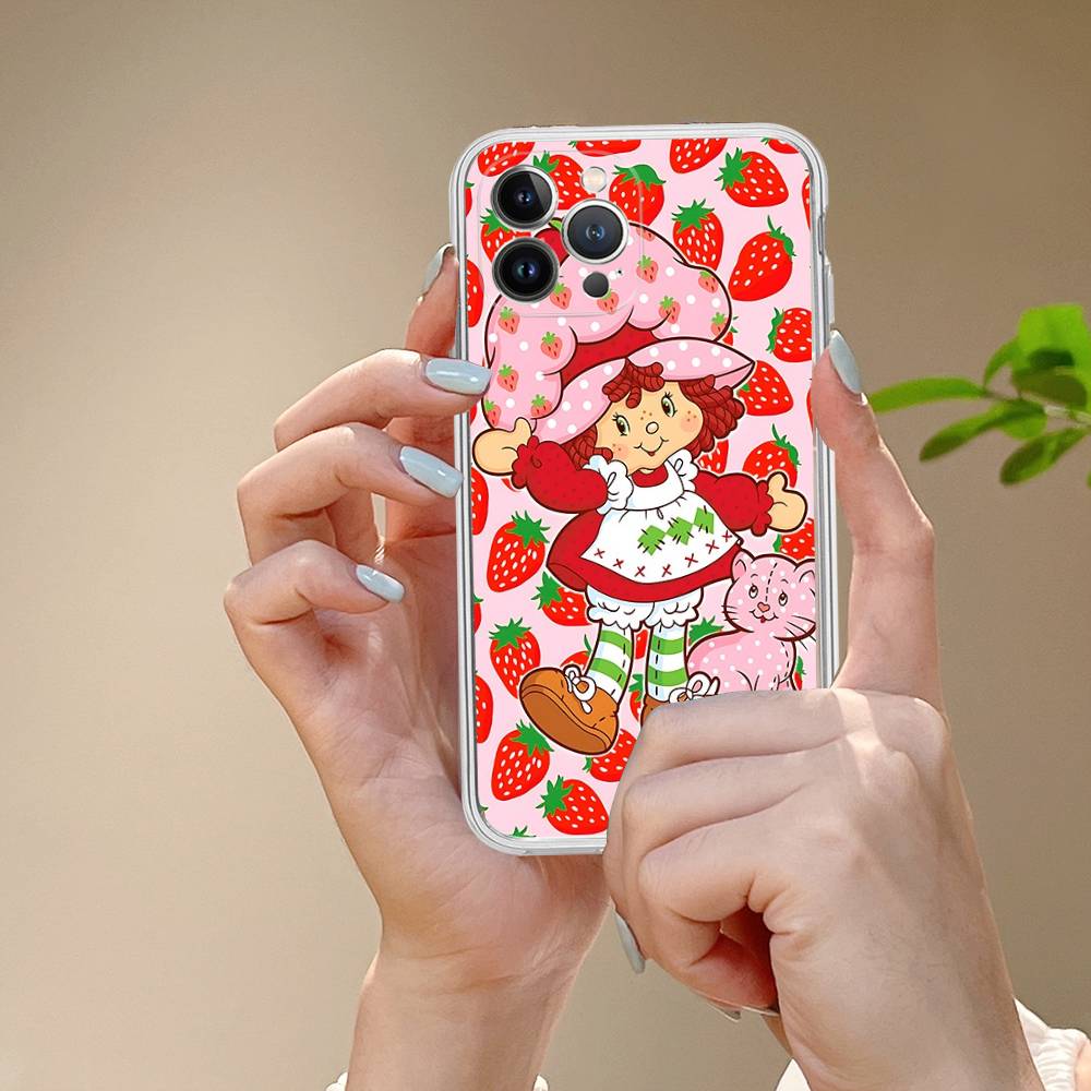 Cartoon Girl S-Strawberry S-Shortcake TPU Silicone Case For IPhone 11 12 13 14 15 16 17 Pro Max Shockproof Clear Back Cover