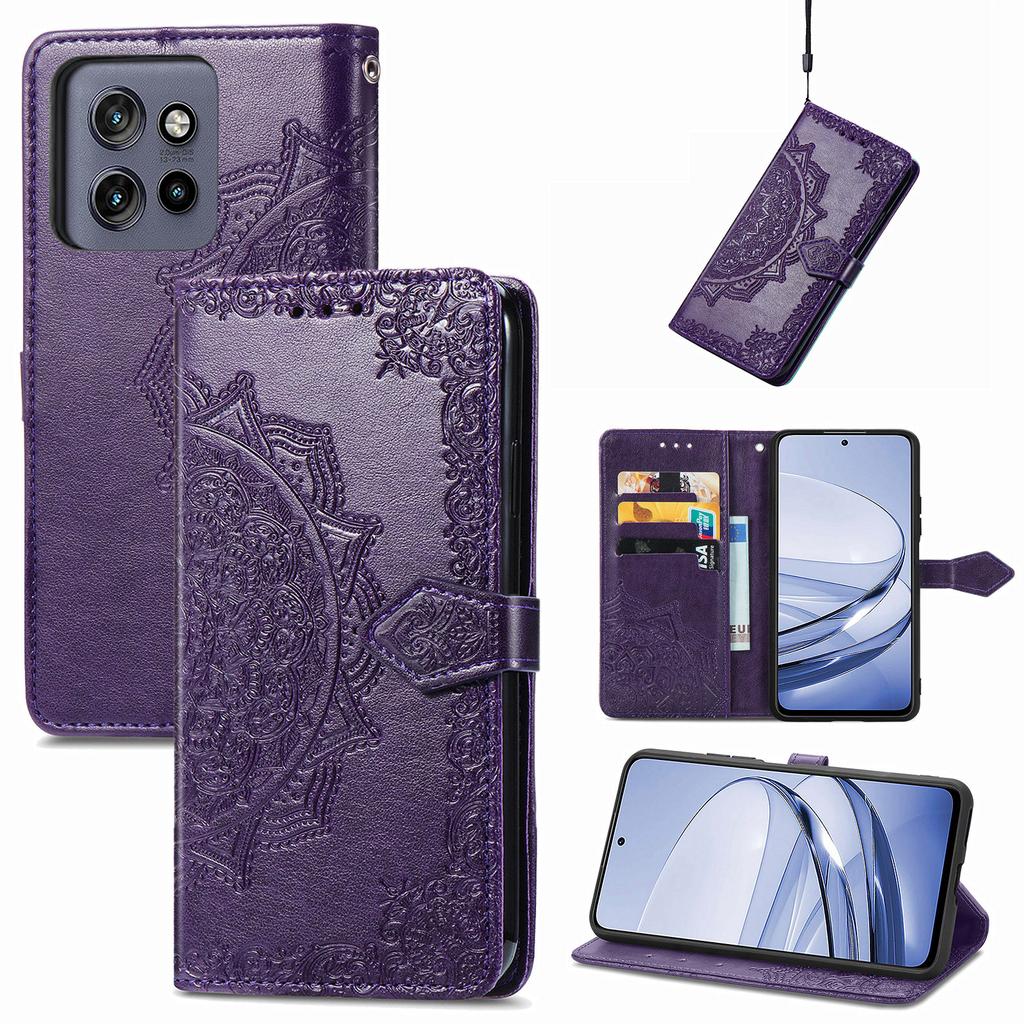 Wallet Case For Motorola ThinkPhone 25 5G/Moto S50 5G/Edge 50 Neo 5G Mandala Flower Leather Phone Cover Stand View