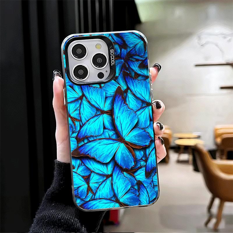 Blue Butterfly Aesthetics Shockproof Phone Case for iPhone 17 Air 16 16E 15 Pro Max 14 Plus 13 Mini 12 Back Cover Anti Fall Fund