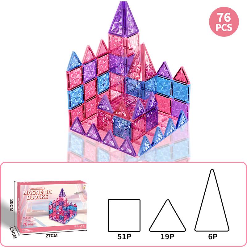 Pink Diamond Surface Magnetic Building Blocks - Strong, Educational Toys for Children