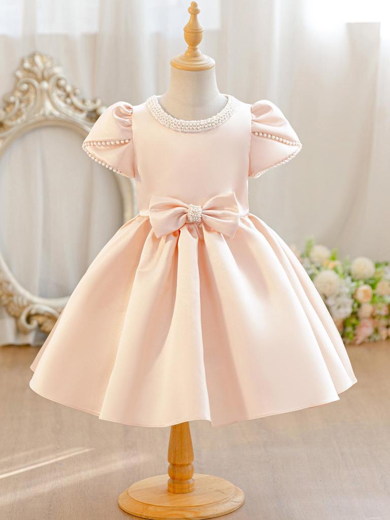 High-End Champagne Princess Dress for Girls - Stylish Flower Girl and Birthday Evening Gown