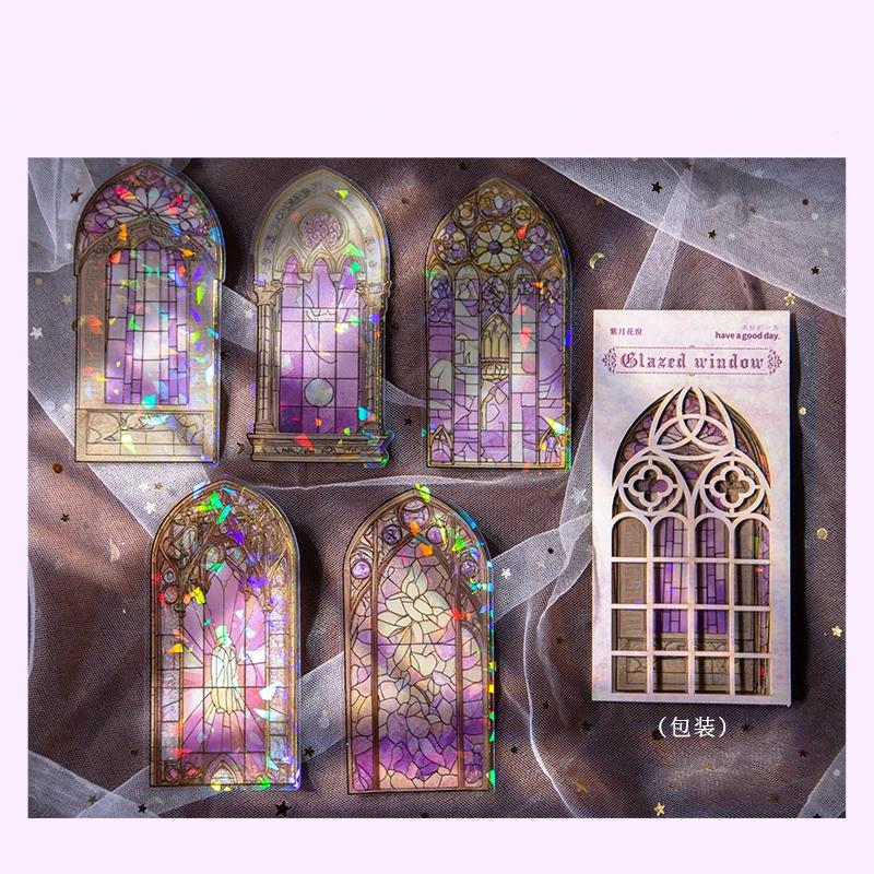 

10 шт./уп. Наклейки на окна с цветами, Золотая фольга, Декор, Джанк-журнал, Скрапбукинг, Коллаж, Канцелярские товары, ПЭТ, Блестящая наклейка