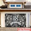 2D flat-print banner for 18th birthday celebration - Polyester party decoration  suitable for home and garden