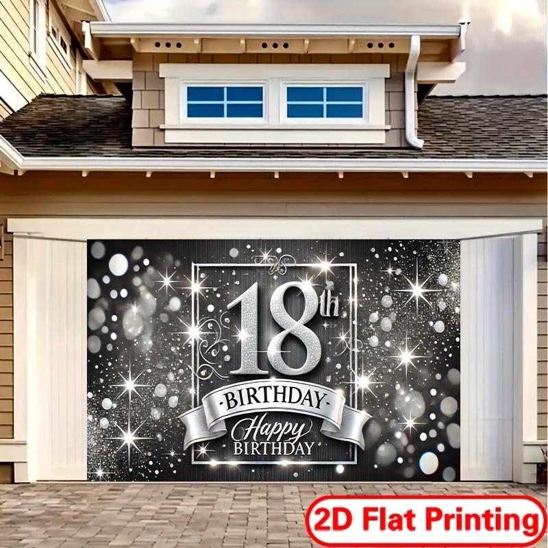 2D flat-print banner for 18th birthday celebration - Polyester party decoration  suitable for home and garden