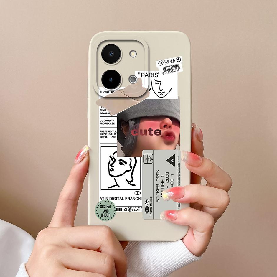 For Vivo Y28 4G 5G Case Fashion Sweet Girl Liquid Silicone Soft TPU Shockproof Phone Cover For VivoY28 4G 5G Fundas Capa Coque